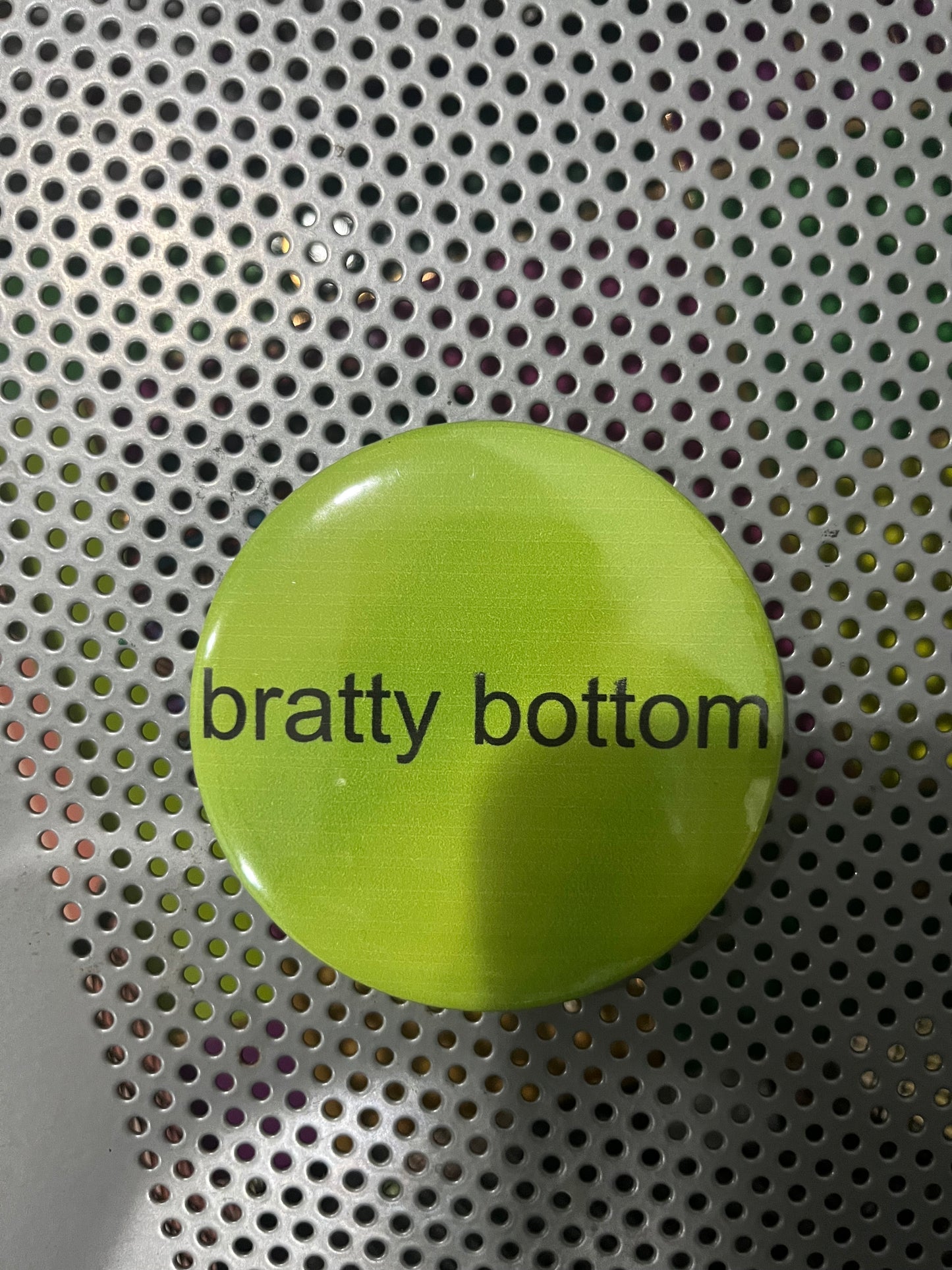 Bratty Bottom Pin Back Button | Charli XCX | Memes | Brat | Pop Culture | Parody