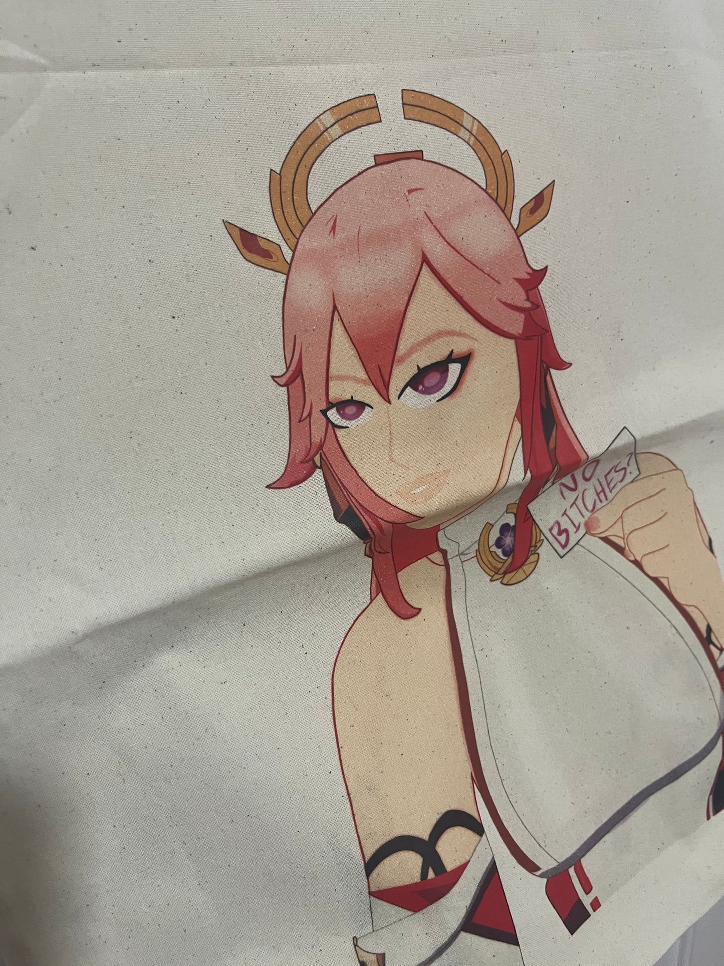 Yae Miko Tote Bag | Genshin Impact | No B*tches? Sticker | Funny