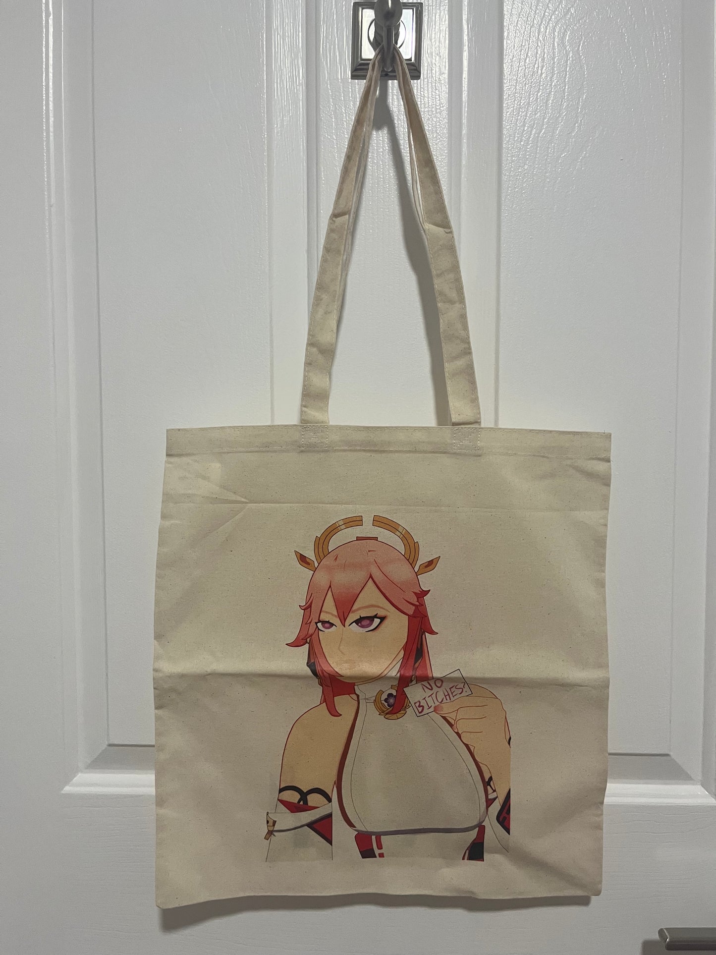 Yae Miko Tote Bag | Genshin Impact | No B*tches? Sticker | Funny