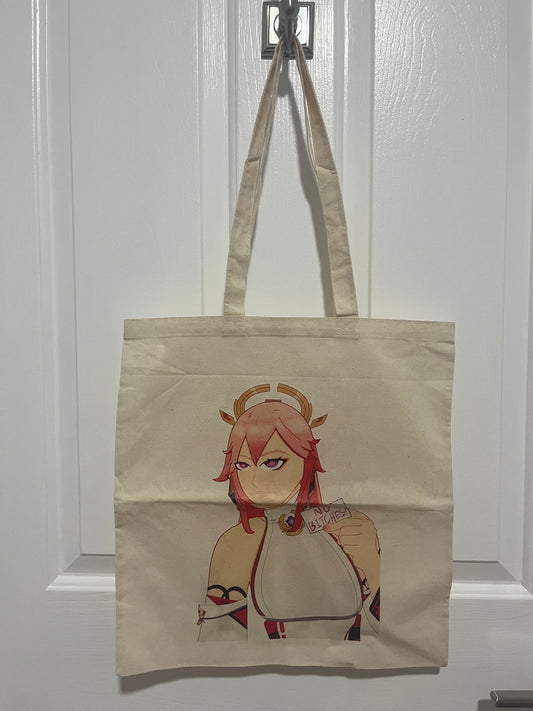 Yae Miko Tote Bag | Genshin Impact | No B*tches? Sticker | Funny